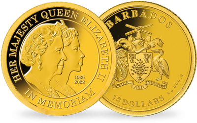 La monnaie en or le plus pur 0.5 g « Double portrait » en hommage à la Reine Élizabeth II